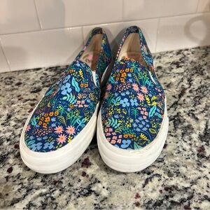 Keds x Rifle Paper Co slip on sneakers size 9 blue floral print